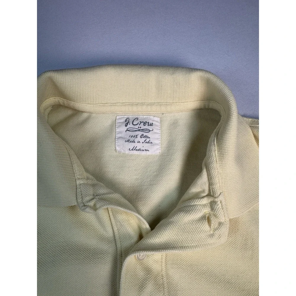 J Crew‎ Polo Adult Medium Yellow Blue Short Sleeve Preppy Surfer Logo Mens